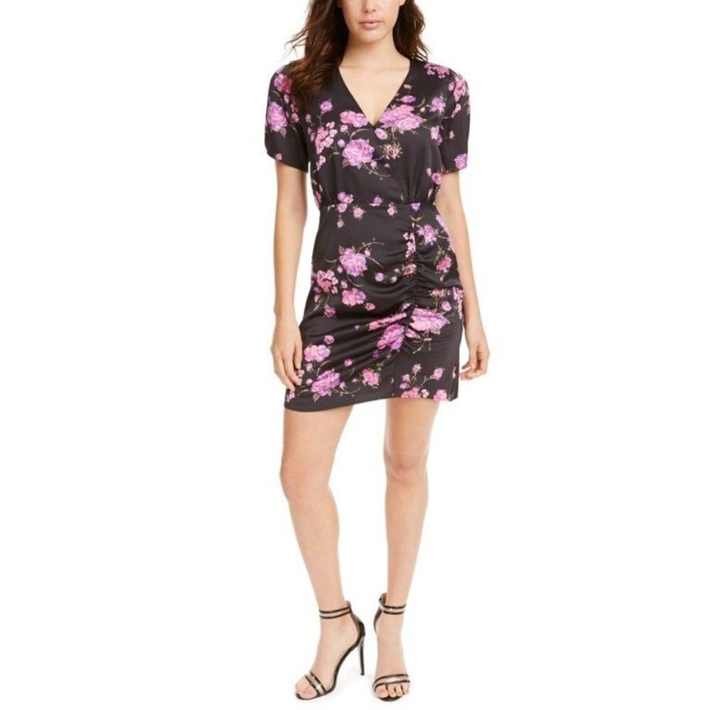 Leyden‎ Ruched Floral Mini Dress New L